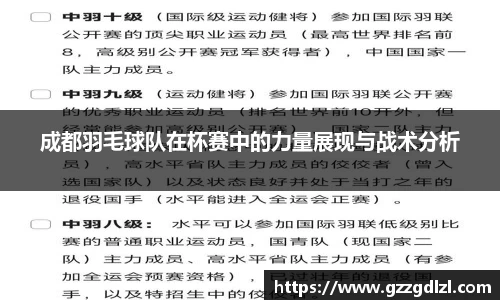 成都羽毛球队在杯赛中的力量展现与战术分析